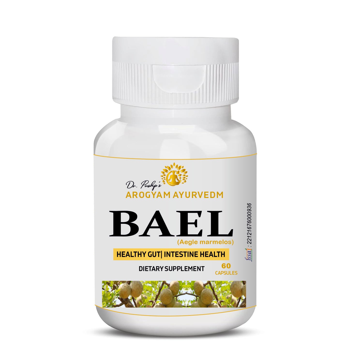 Dr. Pushp's AROGYAM AYURVEDM BAEL CAPLETS | Bilva Powder Extract(Aegle Marmelos) | Natural Stomach Health Supplement
