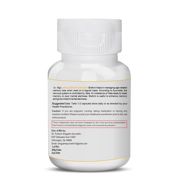 Dr. Pushp's AROGYAM AYURVEDM | Brahmi Capsules - Natural Brain Booster and Sharp Memory
