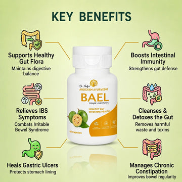 Dr. Pushp's AROGYAM AYURVEDM BAEL CAPLETS (90) | Natural Stomach Health Supplement