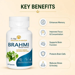 Dr. Pushp's AROGYAM AYURVEDM | Brahmi Capsules - Natural Brain Booster and Sharp Memory