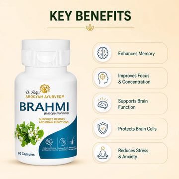 Dr. Pushp's AROGYAM AYURVEDM | Brahmi Capsules - Natural Brain Booster and Sharp Memory