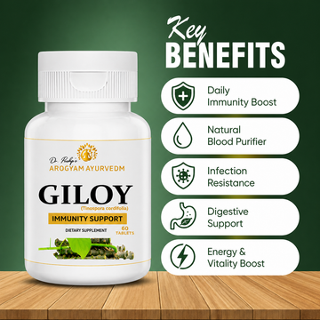 Dr. Pushp's AROGYAM AYURVEDM "GILOY " Tablets HELPS TO IMPROVE IMMUNITY - PACK OF 60 CAPSULES