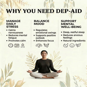Dr. Pushp's AROGYAM AYURVEDM DEP AID CAPSULE (90) |  Mind Relaxant |  Helps in stress, Anxiety and Depression
