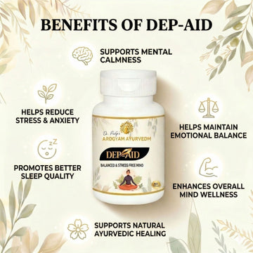 Dr. Pushp's AROGYAM AYURVEDM DEP AID CAPSULE (90) |  Mind Relaxant |  Helps in stress, Anxiety and Depression