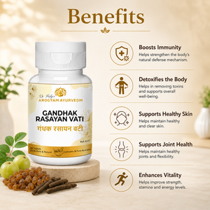 Dr. Pushp's AROGYAM AYURVEDM GANDHAK RASAYAN VATI |Helps in skin Related Conditions | Helps in Detoxify body