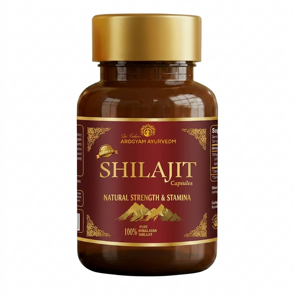 Dr. Pushp's AROGYAM AYURVEDM SHILAJIT CAPSULES – Stamina and Energy- 60 Veg Capsules