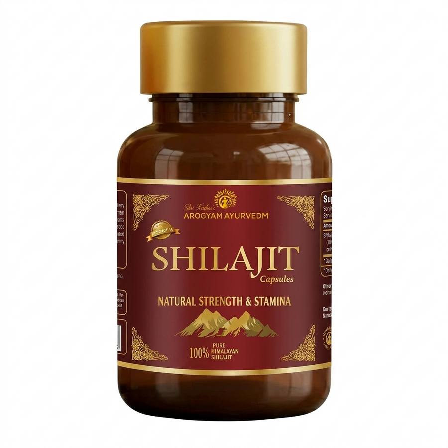 Dr. Pushp's AROGYAM AYURVEDM SHILAJIT CAPSULES – Stamina and Energy- 90 Veg Capsules