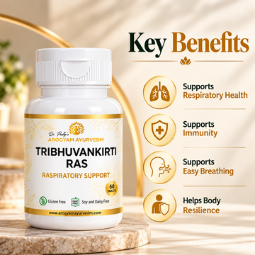 Tribhuvan Keerti Ras | Seasonal Respiratory Wellness Support | Pack of 60 Tablets | Dr. Pushp's Arogyam Ayurvedm
