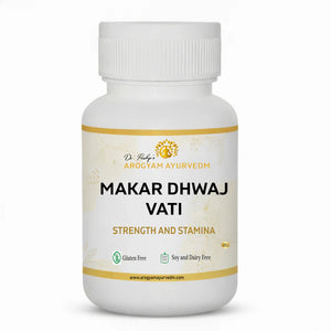 Dr. Pushp's AROGYAM AYURVEDM Makar Dhwaj Vati (90)  II Ayurvedic Strength, Energy & Vitality Support Tablets