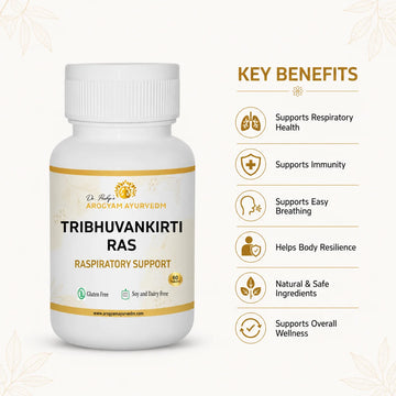 Dr. Pushp's Arogyam Ayurvedm Tribhuvan Keerti Ras | Ayurvedic Fever, Cold & Respiratory Support Herbal Tablets