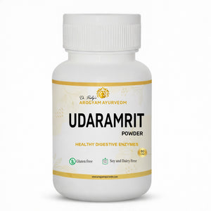 Dr. Pushp's AROGYAM AYURVEDM UDARAMRIT POWDER | HELPS IN DIGESTIVE DISORDERS, ACIDITY AND IBS.