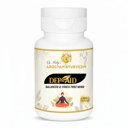 Dr. Pushp's AROGYAM AYURVEDM DEP AID CAPSULE (90) |  Mind Relaxant |  Helps in stress, Anxiety and Depression