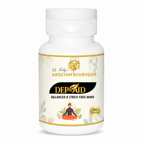 Dr. Pushp's AROGYAM AYURVEDM DEP AID CAPSULE (90) |  Mind Relaxant |  Helps in stress, Anxiety and Depression
