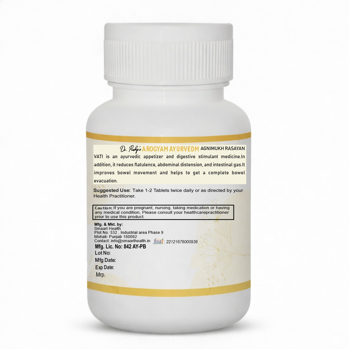 Pushp Rasayan Dr. Pushp's AROGYAM AYURVEDM AGNIMUKH RASAYAN VATI | Helps reducing fl