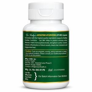 Lipi Wel Capsules | Heart & Cholesterol Wellness Support | Pack of 60 Capsules | Dr. Pushp's Arogyam Ayurvedm