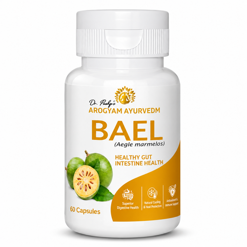 Bael Caplets | Stomach & Digestive Wellness Support | Pack of 60 Caplets | Dr. Pushp's Arogyam Ayurvedm