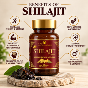 Shilajit Capsules | Energy & Stamina Support | Pack of 60 Veg Capsules | Dr. Pushp's Arogyam Ayurvedm