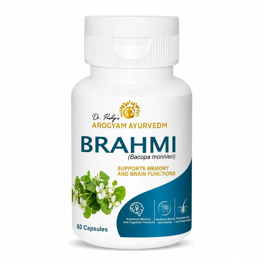 Dr. Pushp's AROGYAM AYURVEDM | Brahmi Capsules - Natural Brain Booster and Sharp Memory