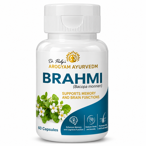 Brahmi Capsules | Brain & Memory Support | Pack of 60 Capsules | Dr. Pushp's Arogyam Ayurvedm