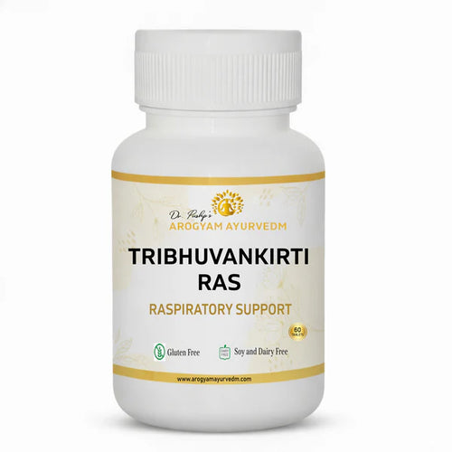Dr. Pushp's Arogyam Ayurvedm Tribhuvan Keerti Ras | Ayurvedic Fever, Cold & Respiratory Support Herbal Tablets