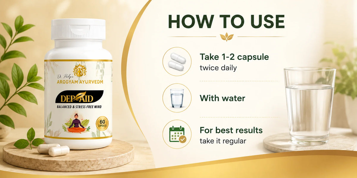 Dep Aid Capsules | Calm Mood & Mental Wellness Support | Pack of 90 Capsules | Dr. Pushp's Arogyam Ayurvedm