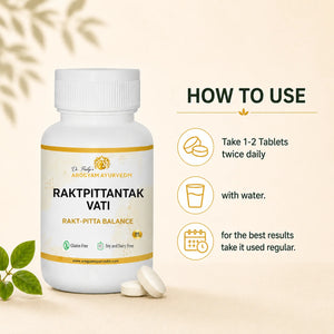 Dr. Pushp's AROGYAM AYURVEDM Raktpittantak Vati |Ayurvedic Blood & Pitta Balance Support Herbal Tablet