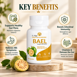 Bael Caplets | Stomach & Digestive Wellness Support | Pack of 60 Caplets | Dr. Pushp's Arogyam Ayurvedm