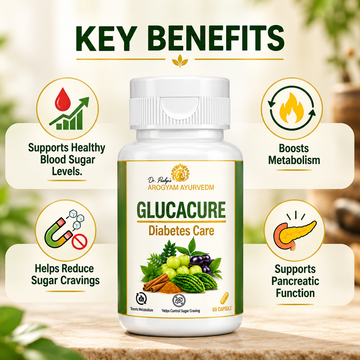 Glucacure Capsules | Healthy Blood Sugar Wellness Support | Pack of 60 Capsules | Dr. Pushp's Arogyam Ayurvedm