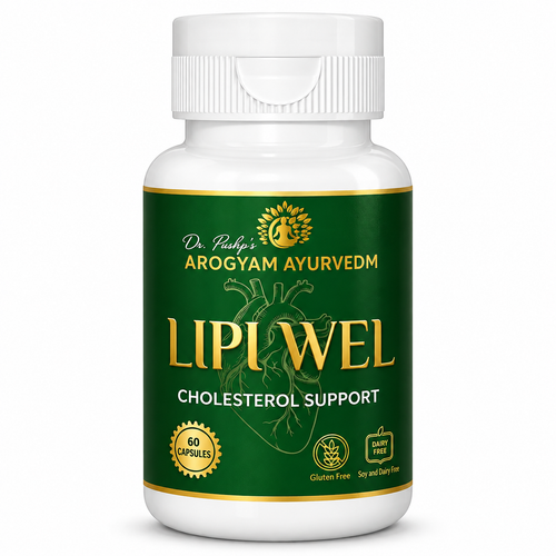 Lipi Wel Capsules | Heart & Cholesterol Wellness Support | Pack of 60 Capsules | Dr. Pushp's Arogyam Ayurvedm