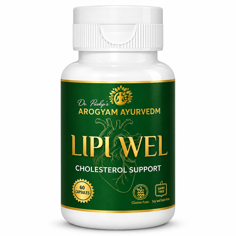 Lipi Wel Capsules | Heart & Cholesterol Wellness Support | Pack of 60 Capsules | Dr. Pushp's Arogyam Ayurvedm