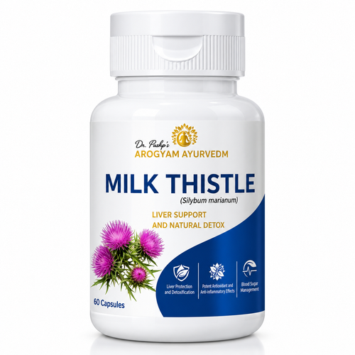 Milk Thistle Capsules | Liver & Digestive Wellness Support | Pack of 60 Capsules | Dr. Pushp's Arogyam Ayurvedm