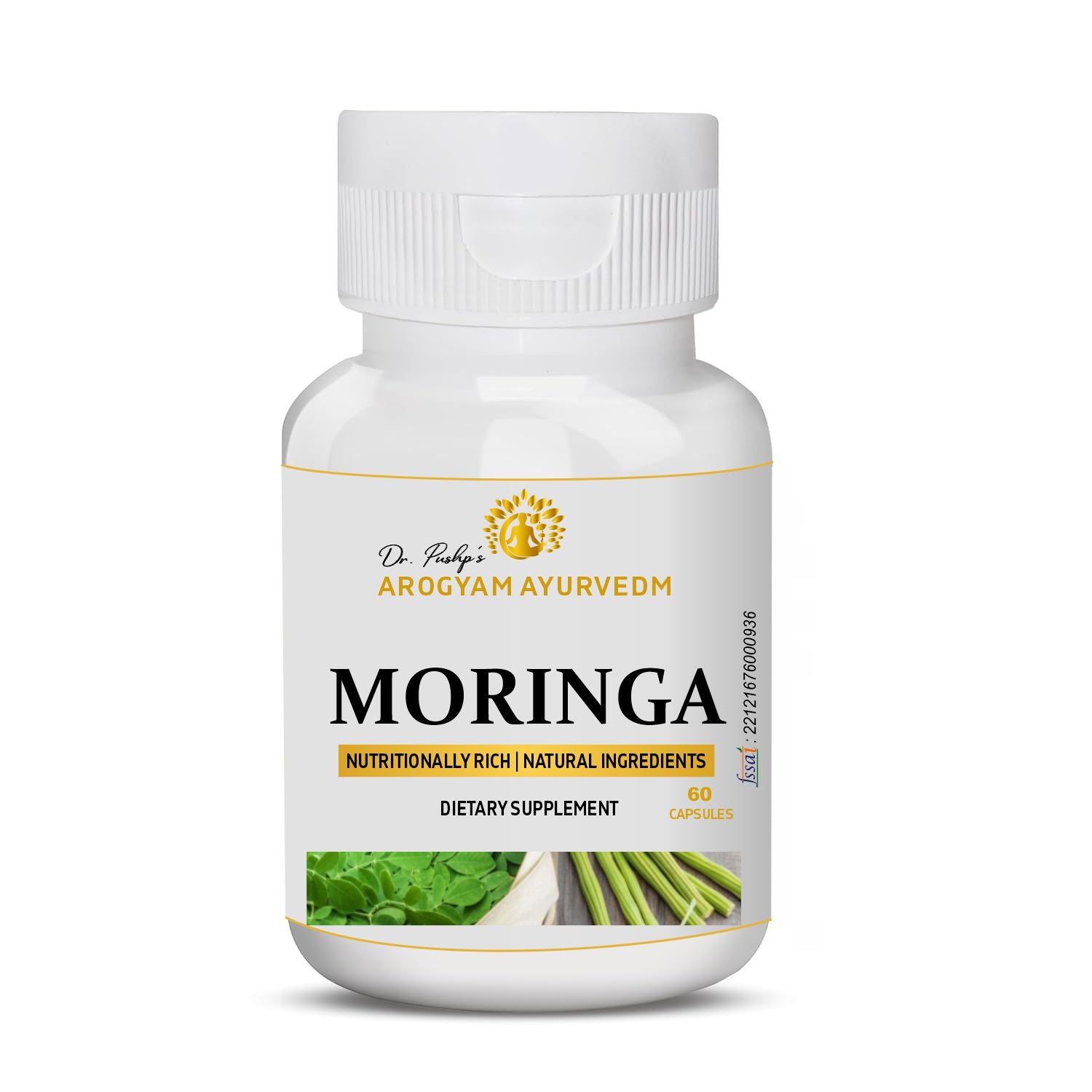 Dr. Pushp's AROGYAM AYURVEDM MORINGA CAPSULES for skin, digestive, immunity- Rich in Nutrients, 60 Capsules