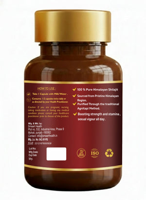 Dr. Pushp's AROGYAM AYURVEDM SHILAJIT CAPSULES – Stamina and Energy- 90 Veg Capsules