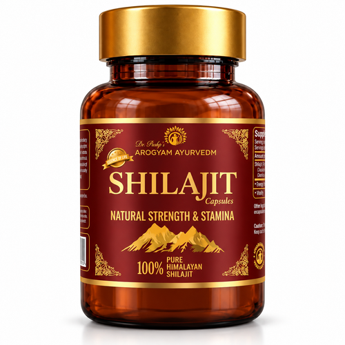 Shilajit Capsules | Energy & Stamina Support | Pack of 60 Veg Capsules | Dr. Pushp's Arogyam Ayurvedm