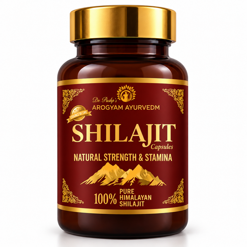 Shilajit Capsules | Energy & Stamina Support | Pack of 60 Veg Capsules | Dr. Pushp's Arogyam Ayurvedm