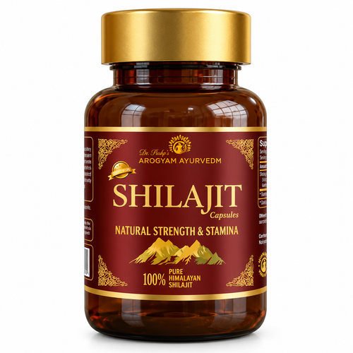 Shilajit Capsules | Energy & Stamina Support | Pack of 60 Veg Capsules | Dr. Pushp's Arogyam Ayurvedm