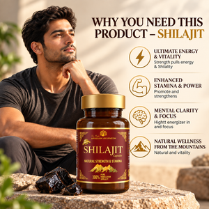 Shilajit Capsules | Energy & Stamina Support | Pack of 60 Veg Capsules | Dr. Pushp's Arogyam Ayurvedm